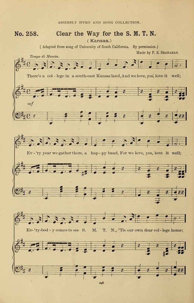 The Assembly Hymn and Song Collection: designed for use in chapel, assembly, convocation, or general exercises of schools, normals, colleges and universities. (3rd ed.) page 248