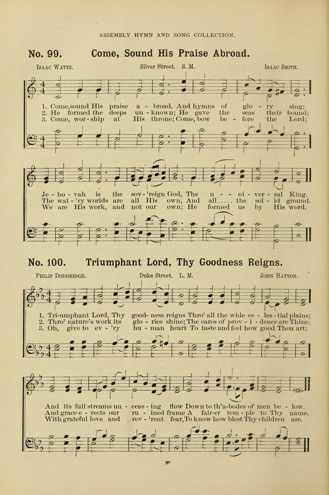 The Assembly Hymn and Song Collection: designed for use in chapel, assembly, convocation, or general exercises of schools, normals, colleges and universities. (3rd ed.) page 90