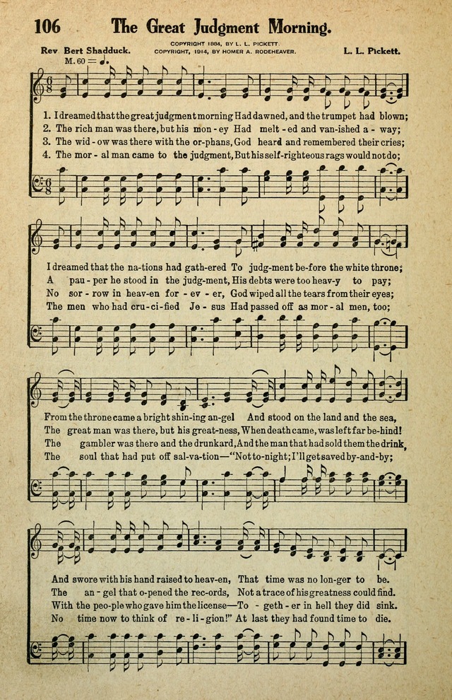 Awakening Songs for the Church, Sunday School and Evangelistic Services page 106