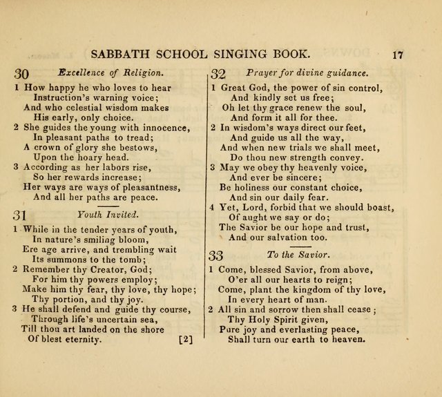 The American Sabbath School Singing Book: containing hymns, tunes, scriptural selections and chants, for Sabbath schools page 17