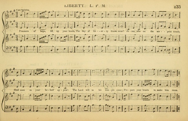 The American Vocalist: a selection of tunes, anthems, sentences, and hymns, old and new: designed for the church, the vestry, or the parlor; adapted to every variety of metre in common use. (Rev. ed.) page 135