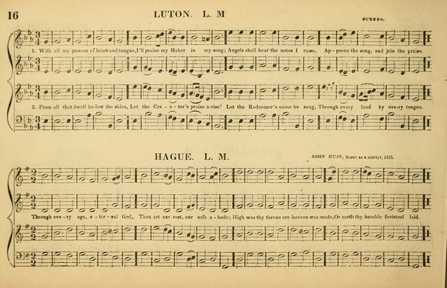 The American Vocalist: a selection of tunes, anthems, sentences, and hymns, old and new: designed for the church, the vestry, or the parlor; adapted to every variety of metre in common use. (Rev. ed.) page 16