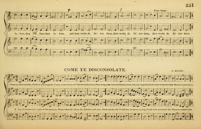 The American Vocalist: a selection of tunes, anthems, sentences, and hymns, old and new: designed for the church, the vestry, or the parlor; adapted to every variety of metre in common use. (Rev. ed.) page 221