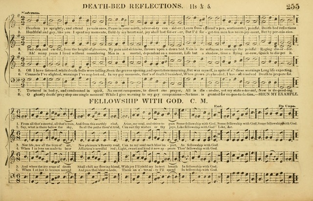 The American Vocalist: a selection of tunes, anthems, sentences, and hymns, old and new: designed for the church, the vestry, or the parlor; adapted to every variety of metre in common use. (Rev. ed.) page 255