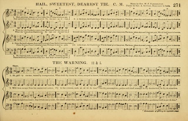 The American Vocalist: a selection of tunes, anthems, sentences, and hymns, old and new: designed for the church, the vestry, or the parlor; adapted to every variety of metre in common use. (Rev. ed.) page 271