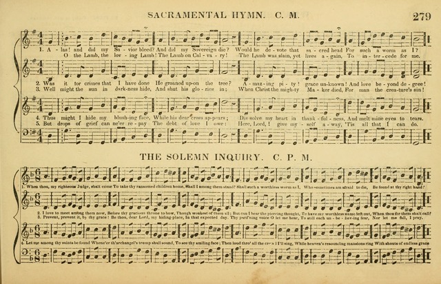 The American Vocalist: a selection of tunes, anthems, sentences, and hymns, old and new: designed for the church, the vestry, or the parlor; adapted to every variety of metre in common use. (Rev. ed.) page 279