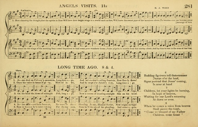 The American Vocalist: a selection of tunes, anthems, sentences, and hymns, old and new: designed for the church, the vestry, or the parlor; adapted to every variety of metre in common use. (Rev. ed.) page 281