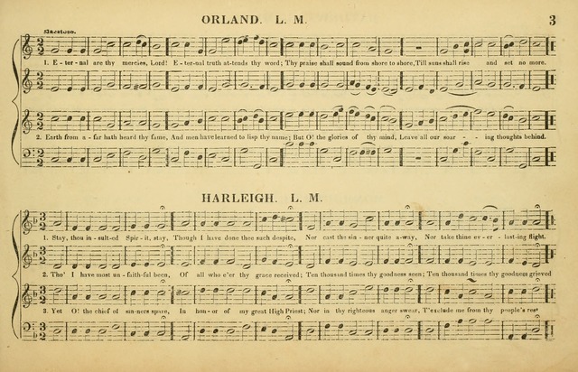 The American Vocalist: a selection of tunes, anthems, sentences, and hymns, old and new: designed for the church, the vestry, or the parlor; adapted to every variety of metre in common use. (Rev. ed.) page 3