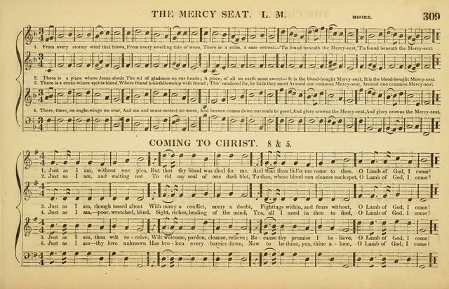 The American Vocalist: a selection of tunes, anthems, sentences, and hymns, old and new: designed for the church, the vestry, or the parlor; adapted to every variety of metre in common use. (Rev. ed.) page 309
