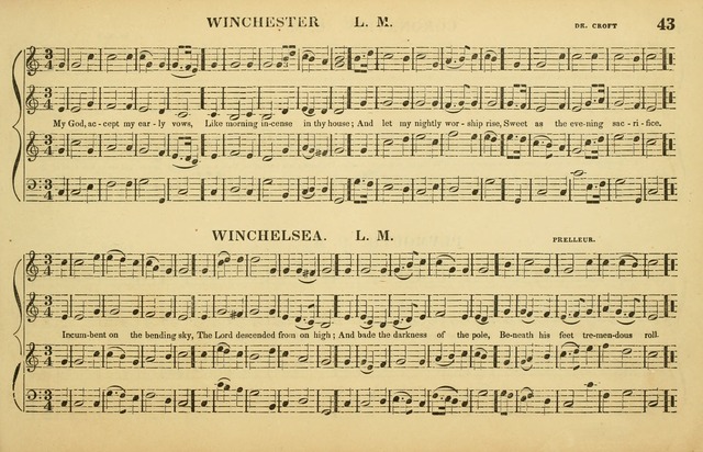 The American Vocalist: a selection of tunes, anthems, sentences, and hymns, old and new: designed for the church, the vestry, or the parlor; adapted to every variety of metre in common use. (Rev. ed.) page 43