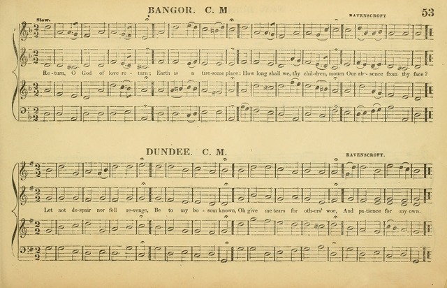 The American Vocalist: a selection of tunes, anthems, sentences, and hymns, old and new: designed for the church, the vestry, or the parlor; adapted to every variety of metre in common use. (Rev. ed.) page 53