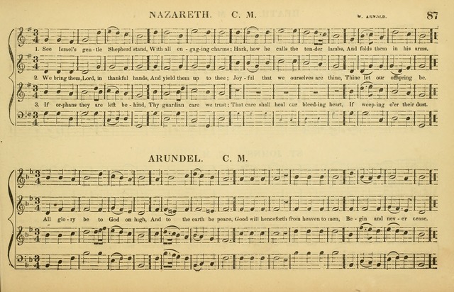 The American Vocalist: a selection of tunes, anthems, sentences, and hymns, old and new: designed for the church, the vestry, or the parlor; adapted to every variety of metre in common use. (Rev. ed.) page 87