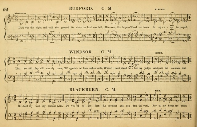 The American Vocalist: a selection of tunes, anthems, sentences, and hymns, old and new: designed for the church, the vestry, or the parlor; adapted to every variety of metre in common use. (Rev. ed.) page 92