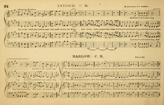 The American Vocalist: a selection of tunes, anthems, sentences, and hymns, old and new: designed for the church, the vestry, or the parlor; adapted to every variety of metre in common use. (Rev. ed.) page 94
