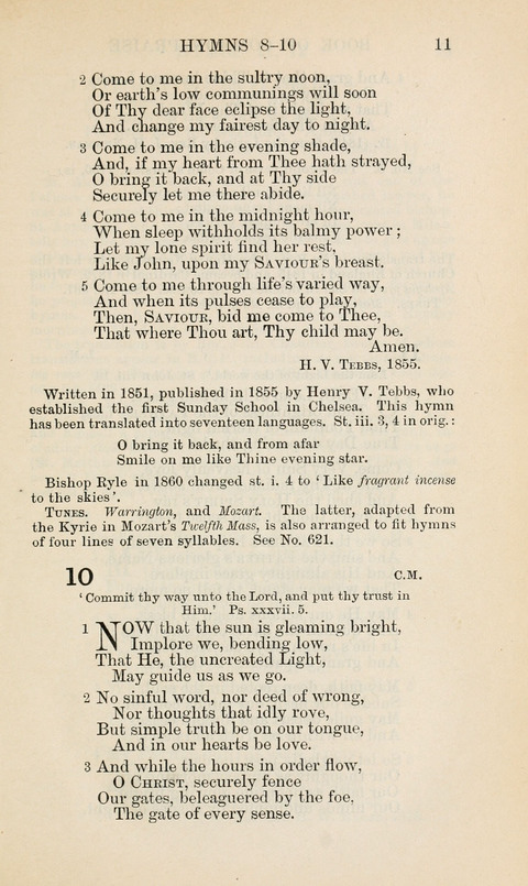 The Book of Common Praise: being the Hymn Book of the Church of England in Canada. Annotated edition page 11