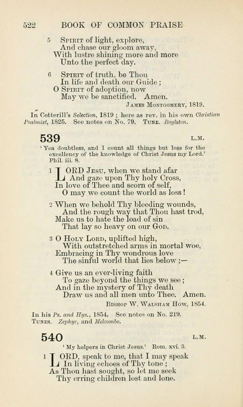The Book of Common Praise: being the Hymn Book of the Church of England in Canada. Annotated edition page 522