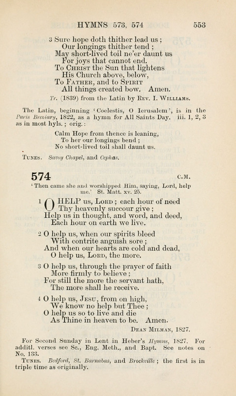 The Book of Common Praise: being the Hymn Book of the Church of England in Canada. Annotated edition page 553