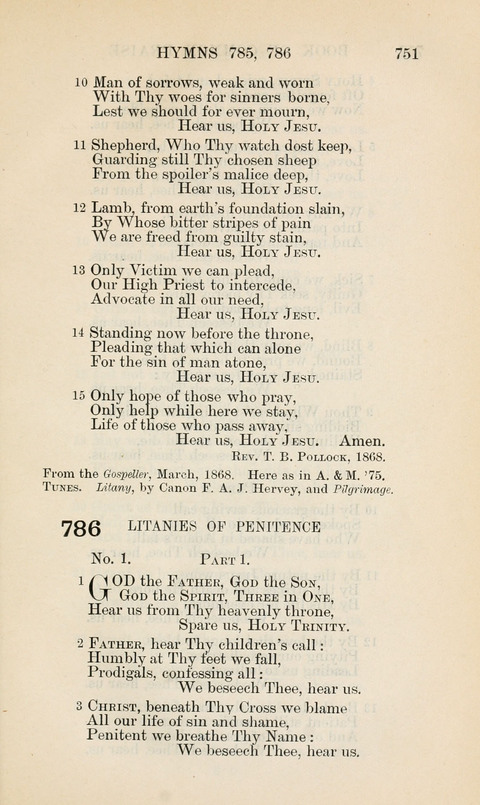 The Book of Common Praise: being the Hymn Book of the Church of England in Canada. Annotated edition page 751