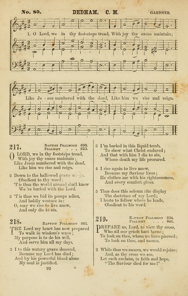 Baptist Chorals: a tune and hymn book designed to promote general congregational singing; containing one hundred and sixty four tunes adapted to about four hundred choice hymns  page 99