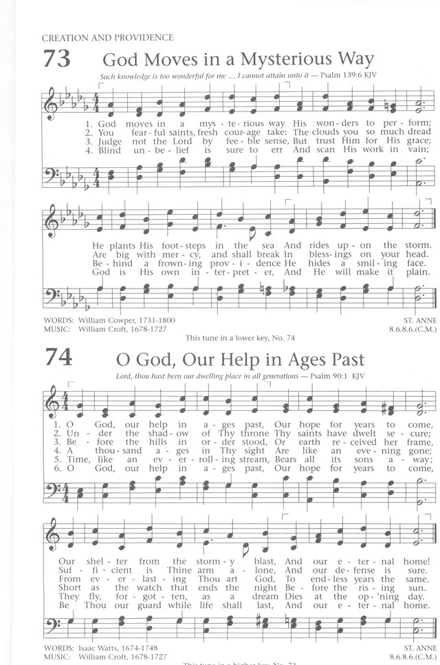 Baptist Hymnal 1991 73. God moves in a mysterious way