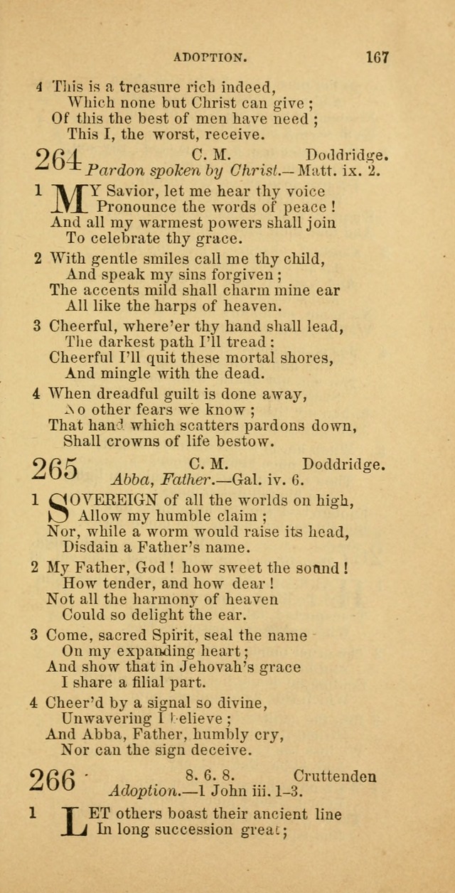 The Baptist Hymn Book: comprising a large and choice collection of psalms, hymns and spiritual songs, adapted to the faith and order of the Old School, or Primitive Baptists (2nd stereotype Ed.) page 167