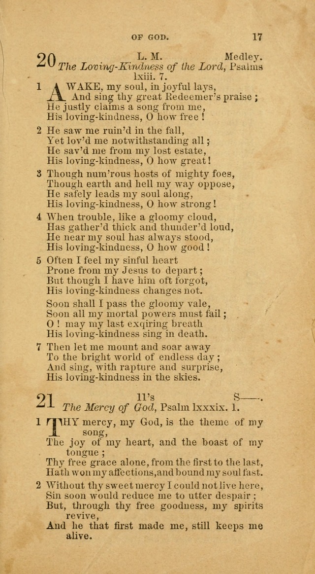 The Baptist Hymn Book: comprising a large and choice collection of psalms, hymns and spiritual songs, adapted to the faith and order of the Old School, or Primitive Baptists (2nd stereotype Ed.) page 17