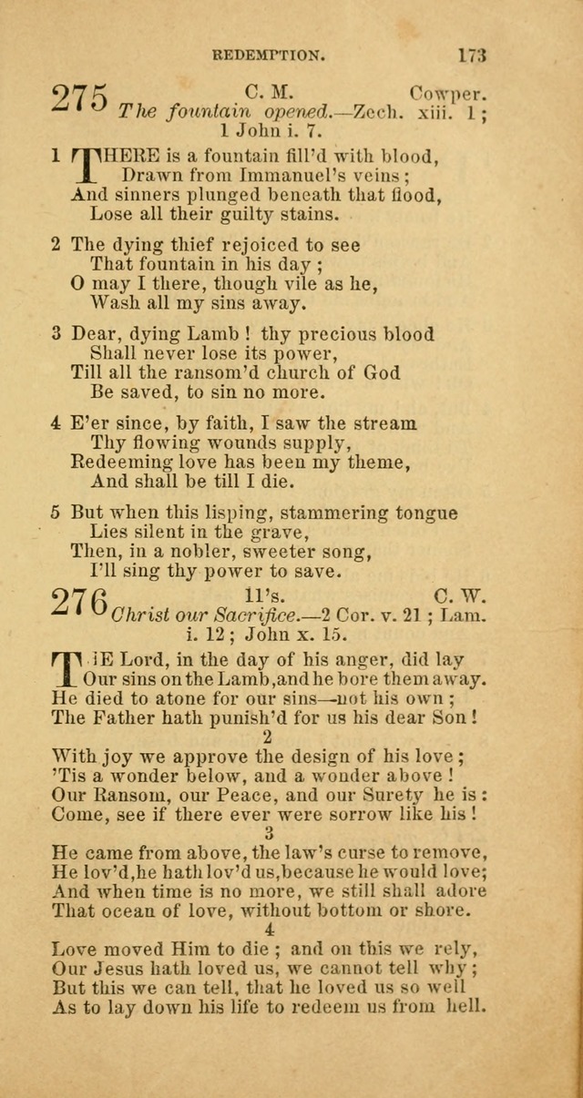 The Baptist Hymn Book: comprising a large and choice collection of psalms, hymns and spiritual songs, adapted to the faith and order of the Old School, or Primitive Baptists (2nd stereotype Ed.) page 173
