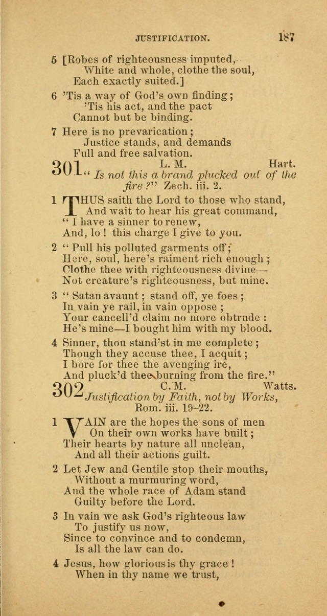 The Baptist Hymn Book: comprising a large and choice collection of psalms, hymns and spiritual songs, adapted to the faith and order of the Old School, or Primitive Baptists (2nd stereotype Ed.) page 187
