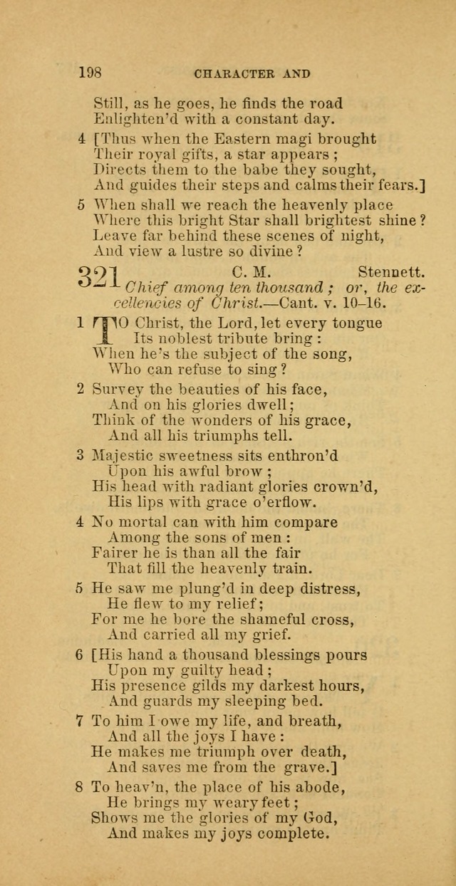 The Baptist Hymn Book: comprising a large and choice collection of psalms, hymns and spiritual songs, adapted to the faith and order of the Old School, or Primitive Baptists (2nd stereotype Ed.) page 198