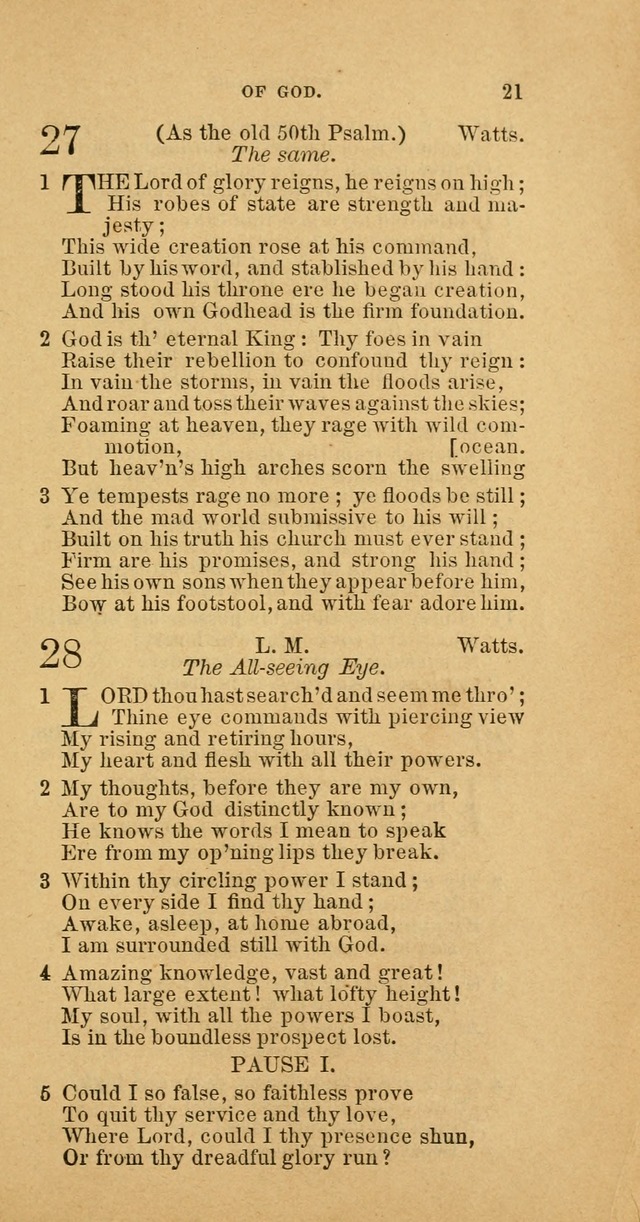 The Baptist Hymn Book: comprising a large and choice collection of psalms, hymns and spiritual songs, adapted to the faith and order of the Old School, or Primitive Baptists (2nd stereotype Ed.) page 21