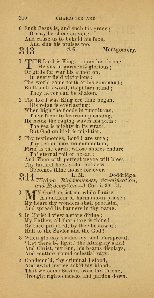 The Baptist Hymn Book: comprising a large and choice collection of psalms, hymns and spiritual songs, adapted to the faith and order of the Old School, or Primitive Baptists (2nd stereotype Ed.) page 210