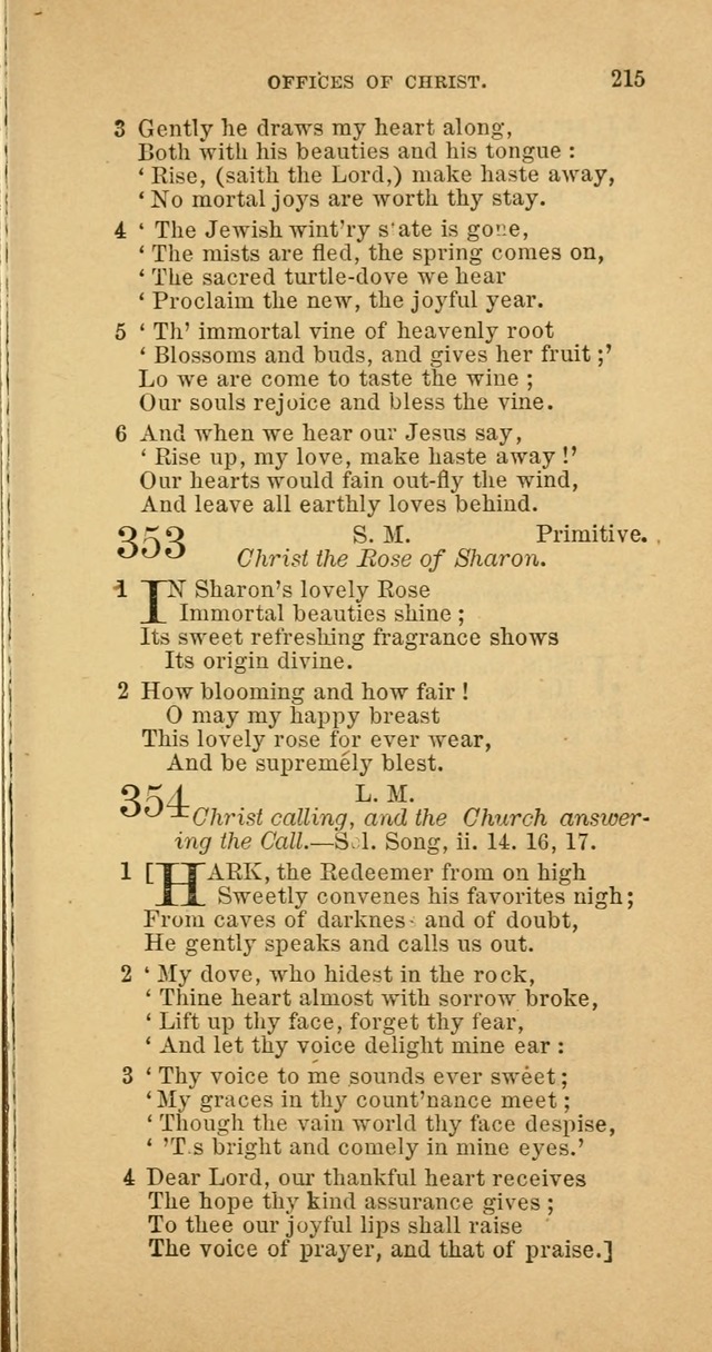 The Baptist Hymn Book: comprising a large and choice collection of psalms, hymns and spiritual songs, adapted to the faith and order of the Old School, or Primitive Baptists (2nd stereotype Ed.) page 215