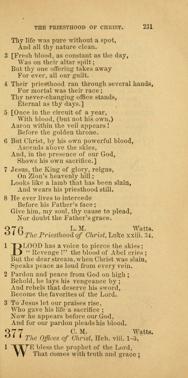 The Baptist Hymn Book: comprising a large and choice collection of psalms, hymns and spiritual songs, adapted to the faith and order of the Old School, or Primitive Baptists (2nd stereotype Ed.) page 231