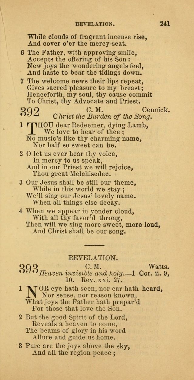The Baptist Hymn Book: comprising a large and choice collection of psalms, hymns and spiritual songs, adapted to the faith and order of the Old School, or Primitive Baptists (2nd stereotype Ed.) page 241