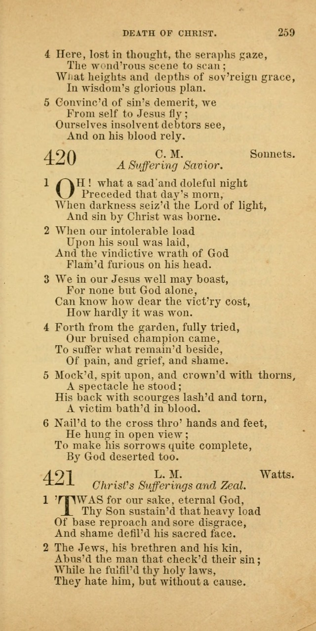The Baptist Hymn Book: comprising a large and choice collection of psalms, hymns and spiritual songs, adapted to the faith and order of the Old School, or Primitive Baptists (2nd stereotype Ed.) page 259