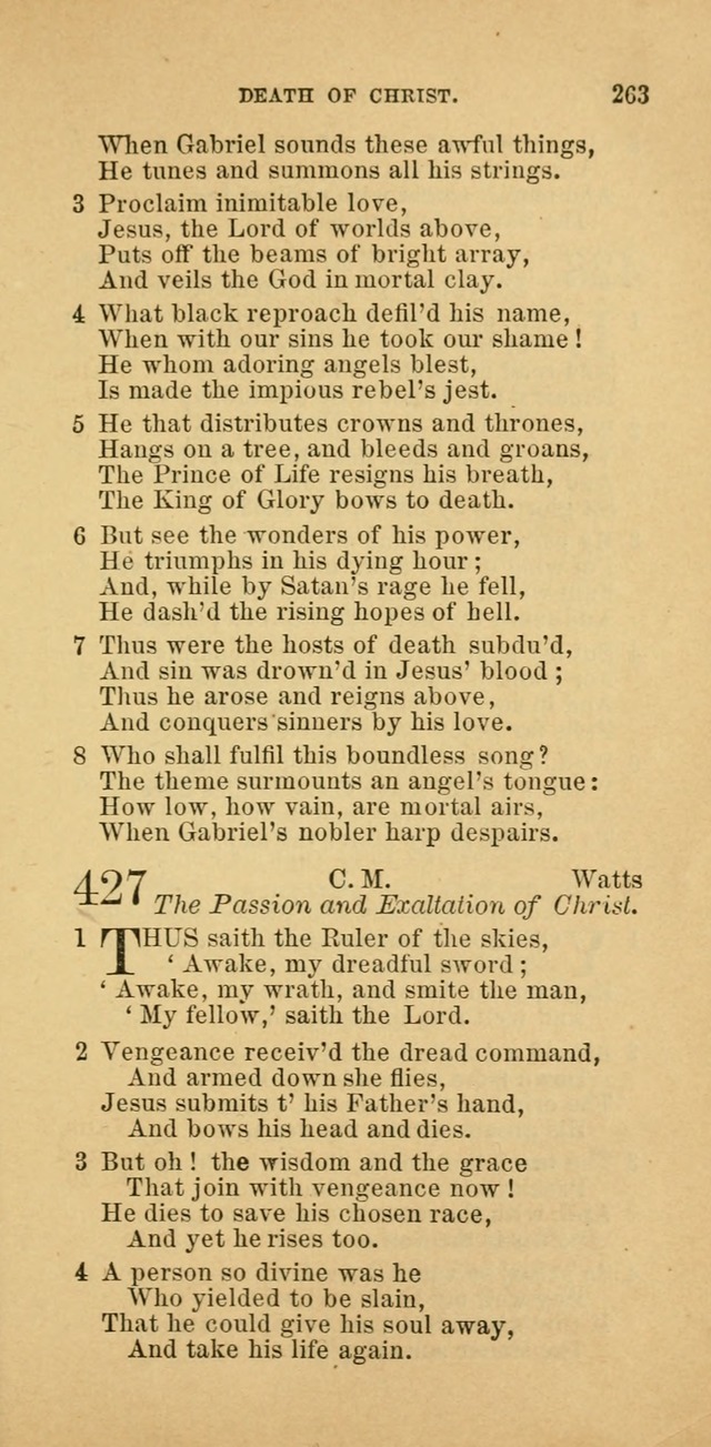 The Baptist Hymn Book: comprising a large and choice collection of psalms, hymns and spiritual songs, adapted to the faith and order of the Old School, or Primitive Baptists (2nd stereotype Ed.) page 263