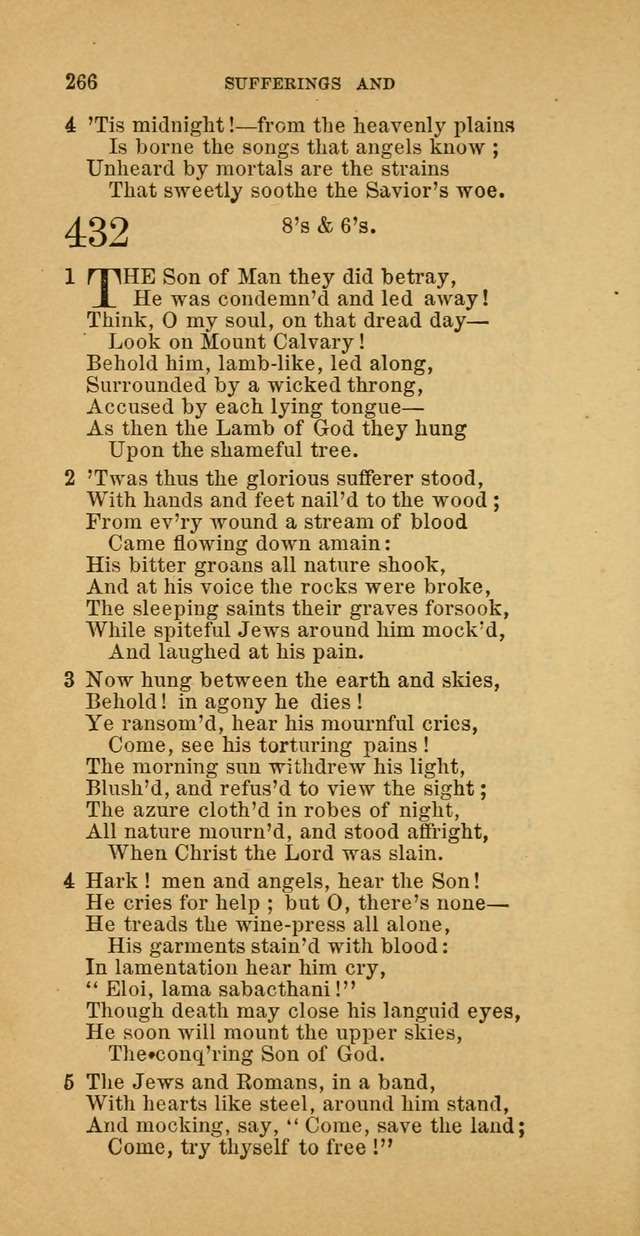 The Baptist Hymn Book: comprising a large and choice collection of psalms, hymns and spiritual songs, adapted to the faith and order of the Old School, or Primitive Baptists (2nd stereotype Ed.) page 266
