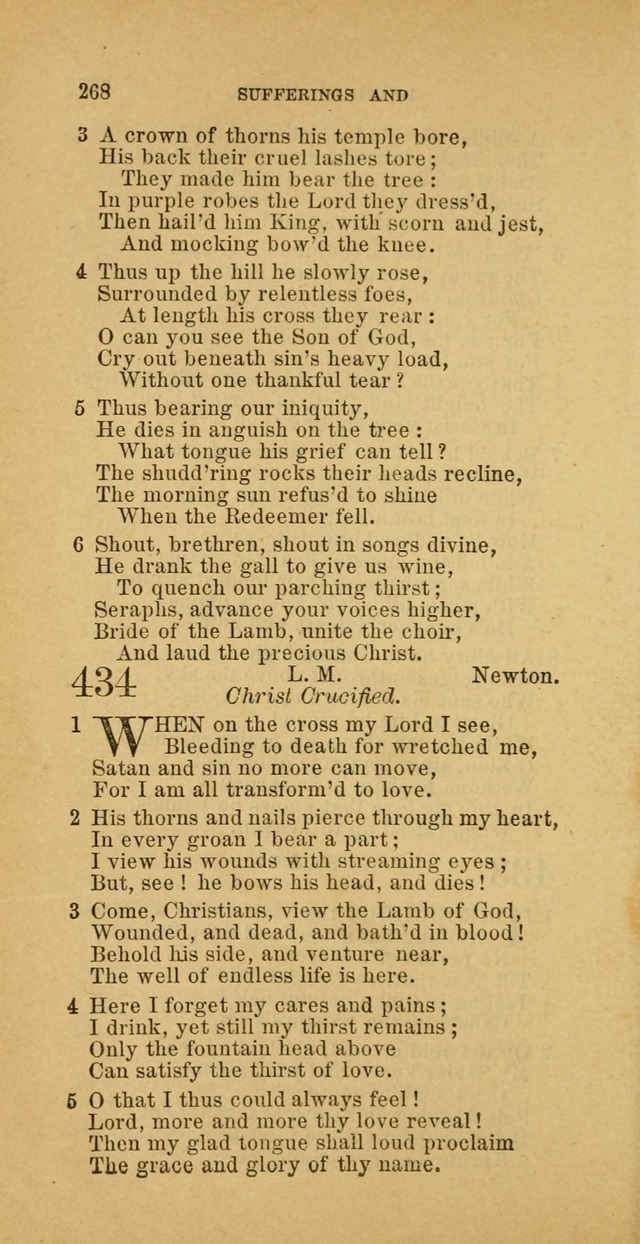 The Baptist Hymn Book: comprising a large and choice collection of psalms, hymns and spiritual songs, adapted to the faith and order of the Old School, or Primitive Baptists (2nd stereotype Ed.) page 268