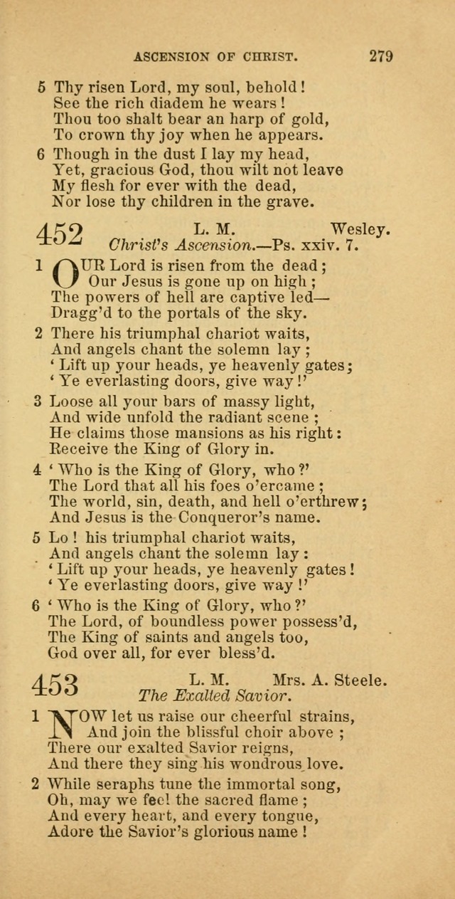 The Baptist Hymn Book: comprising a large and choice collection of psalms, hymns and spiritual songs, adapted to the faith and order of the Old School, or Primitive Baptists (2nd stereotype Ed.) page 279