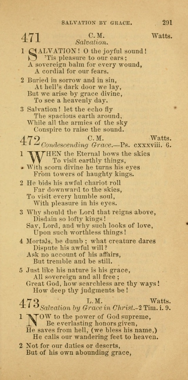 The Baptist Hymn Book: comprising a large and choice collection of psalms, hymns and spiritual songs, adapted to the faith and order of the Old School, or Primitive Baptists (2nd stereotype Ed.) page 291