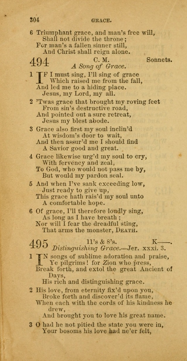 The Baptist Hymn Book: comprising a large and choice collection of psalms, hymns and spiritual songs, adapted to the faith and order of the Old School, or Primitive Baptists (2nd stereotype Ed.) page 304