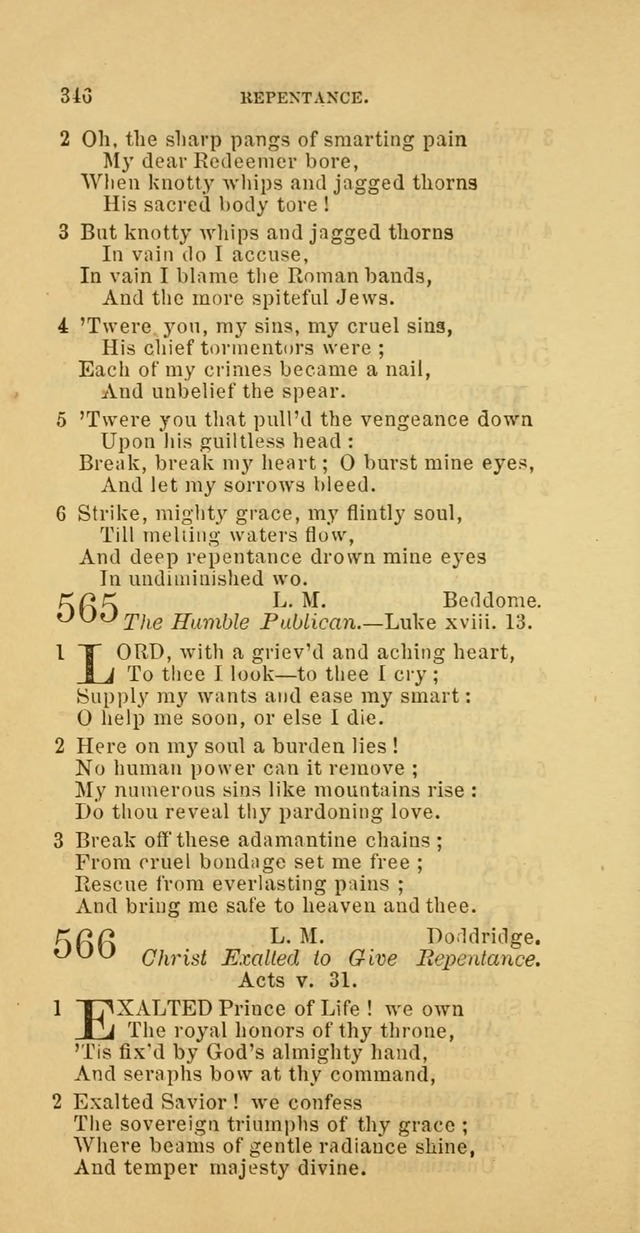 The Baptist Hymn Book: comprising a large and choice collection of psalms, hymns and spiritual songs, adapted to the faith and order of the Old School, or Primitive Baptists (2nd stereotype Ed.) page 348