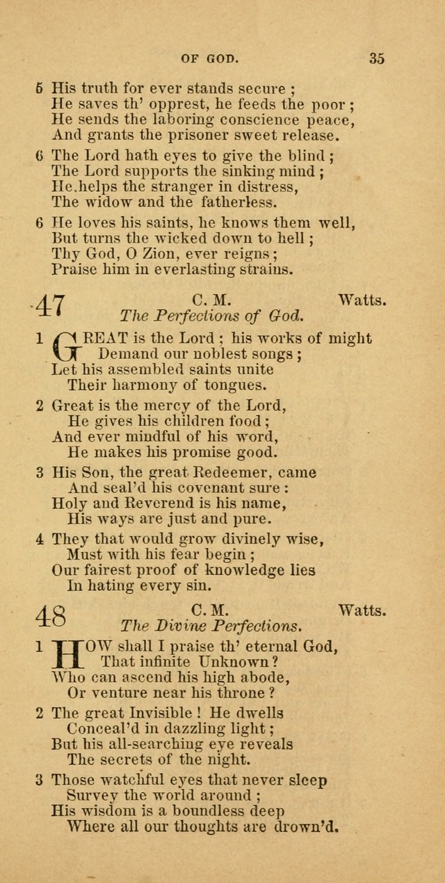 The Baptist Hymn Book: comprising a large and choice collection of psalms, hymns and spiritual songs, adapted to the faith and order of the Old School, or Primitive Baptists (2nd stereotype Ed.) page 35
