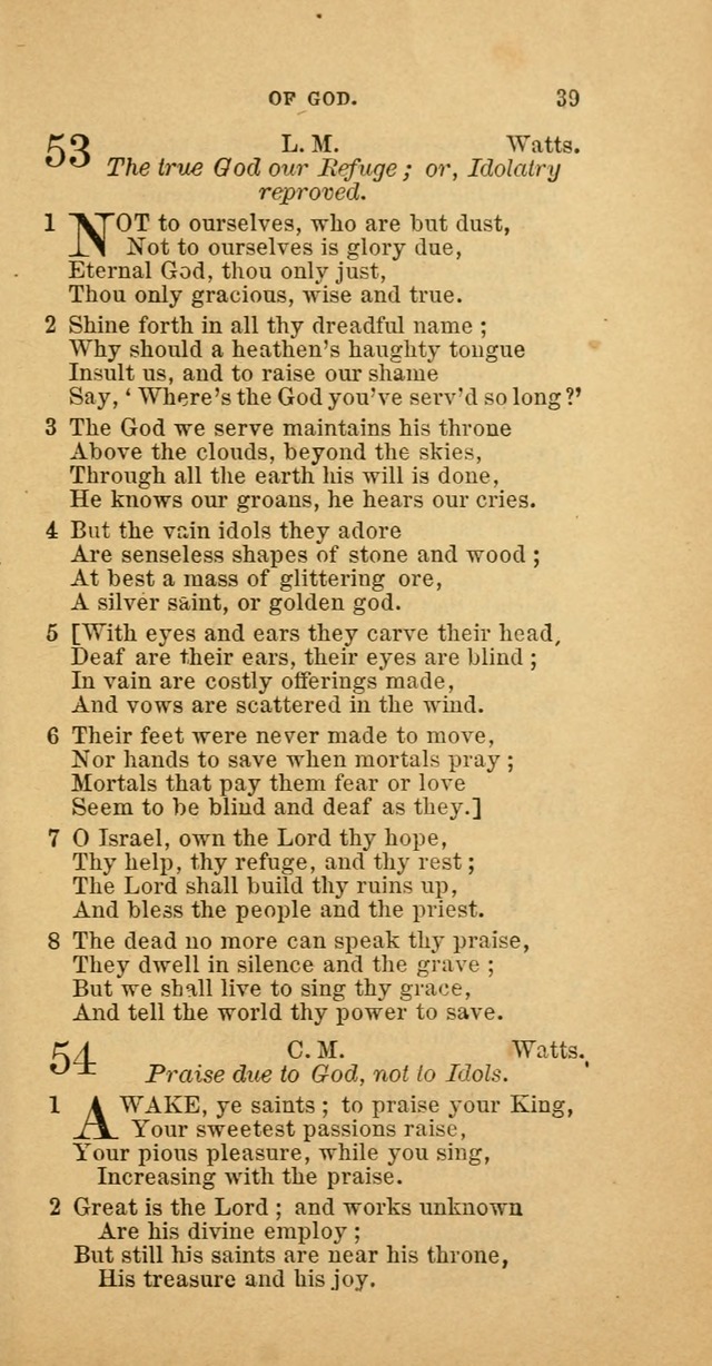 The Baptist Hymn Book: comprising a large and choice collection of psalms, hymns and spiritual songs, adapted to the faith and order of the Old School, or Primitive Baptists (2nd stereotype Ed.) page 39