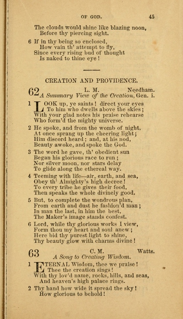 The Baptist Hymn Book: comprising a large and choice collection of psalms, hymns and spiritual songs, adapted to the faith and order of the Old School, or Primitive Baptists (2nd stereotype Ed.) page 45