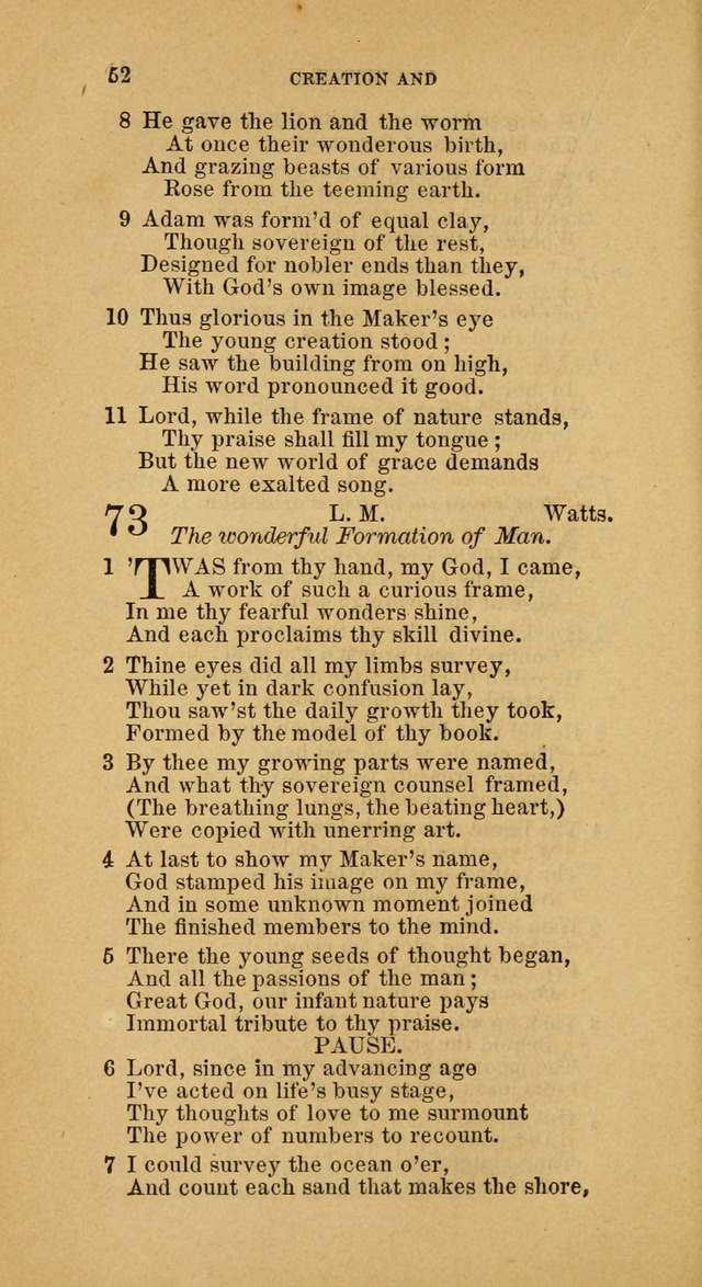 The Baptist Hymn Book: comprising a large and choice collection of psalms, hymns and spiritual songs, adapted to the faith and order of the Old School, or Primitive Baptists (2nd stereotype Ed.) page 52