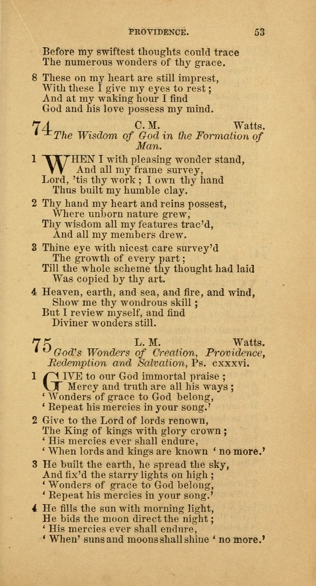 The Baptist Hymn Book: comprising a large and choice collection of psalms, hymns and spiritual songs, adapted to the faith and order of the Old School, or Primitive Baptists (2nd stereotype Ed.) page 53