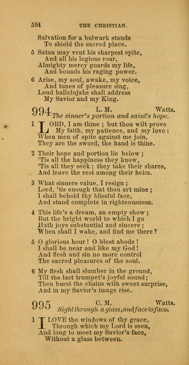 The Baptist Hymn Book: comprising a large and choice collection of psalms, hymns and spiritual songs, adapted to the faith and order of the Old School, or Primitive Baptists (2nd stereotype Ed.) page 596