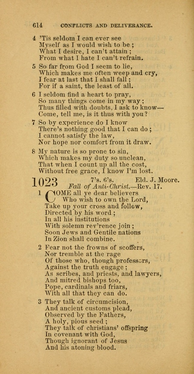 The Baptist Hymn Book: comprising a large and choice collection of psalms, hymns and spiritual songs, adapted to the faith and order of the Old School, or Primitive Baptists (2nd stereotype Ed.) page 616