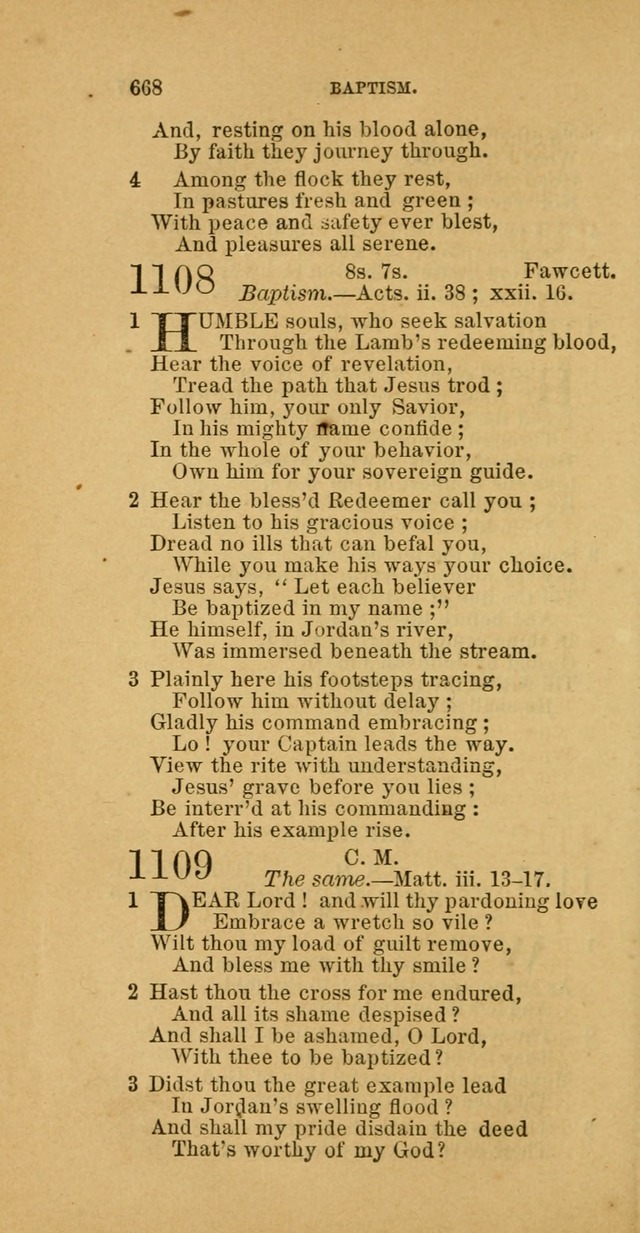 The Baptist Hymn Book: comprising a large and choice collection of psalms, hymns and spiritual songs, adapted to the faith and order of the Old School, or Primitive Baptists (2nd stereotype Ed.) page 670